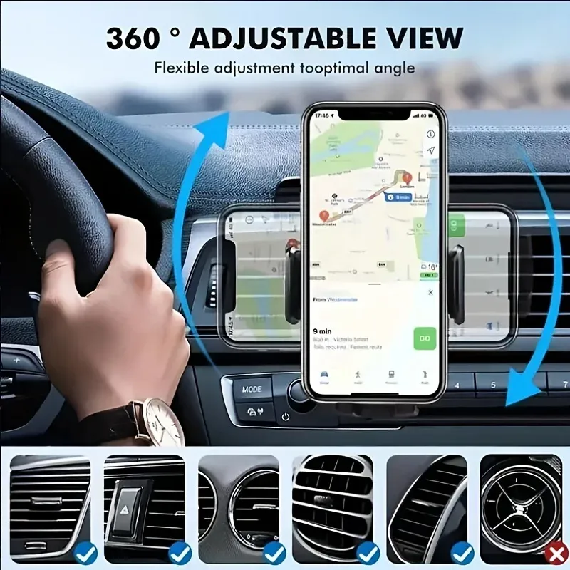 Détail du support de téléphone monté dans un véhicule