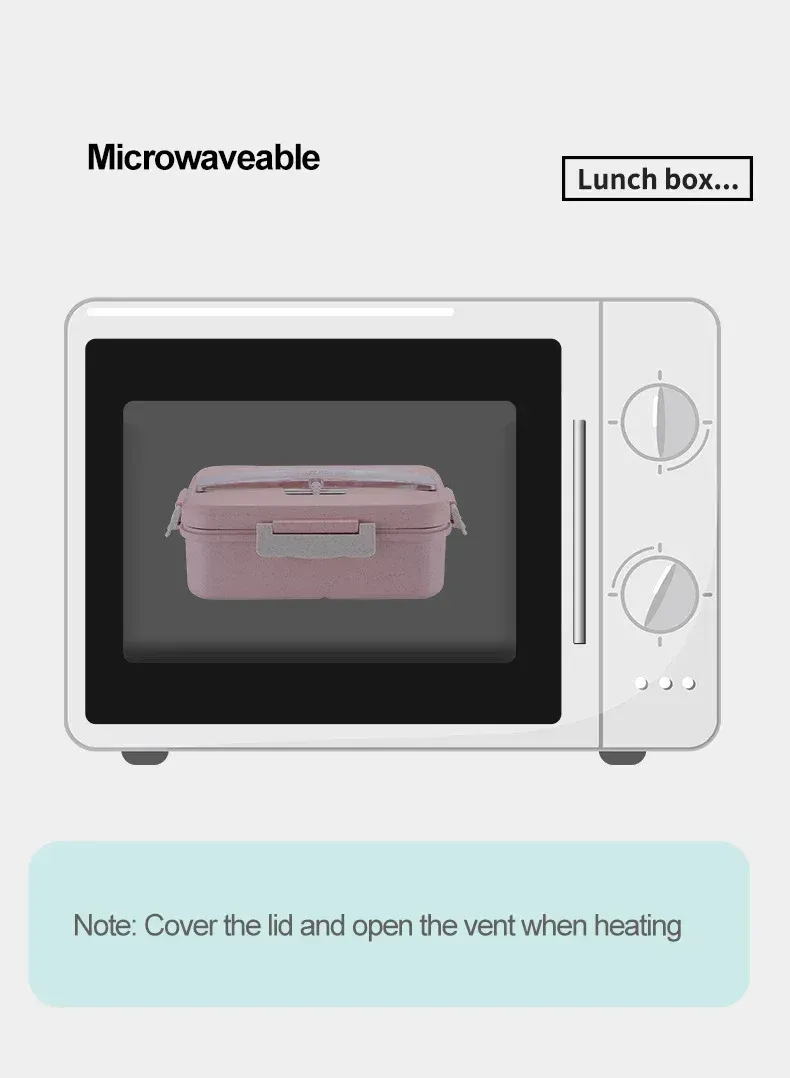 Boîte à bento en paille de blé pour le déjeuner