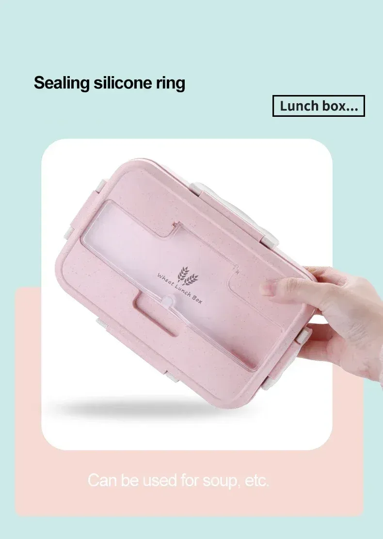 Boîte à bento en paille de blé en situation d'utilisation
