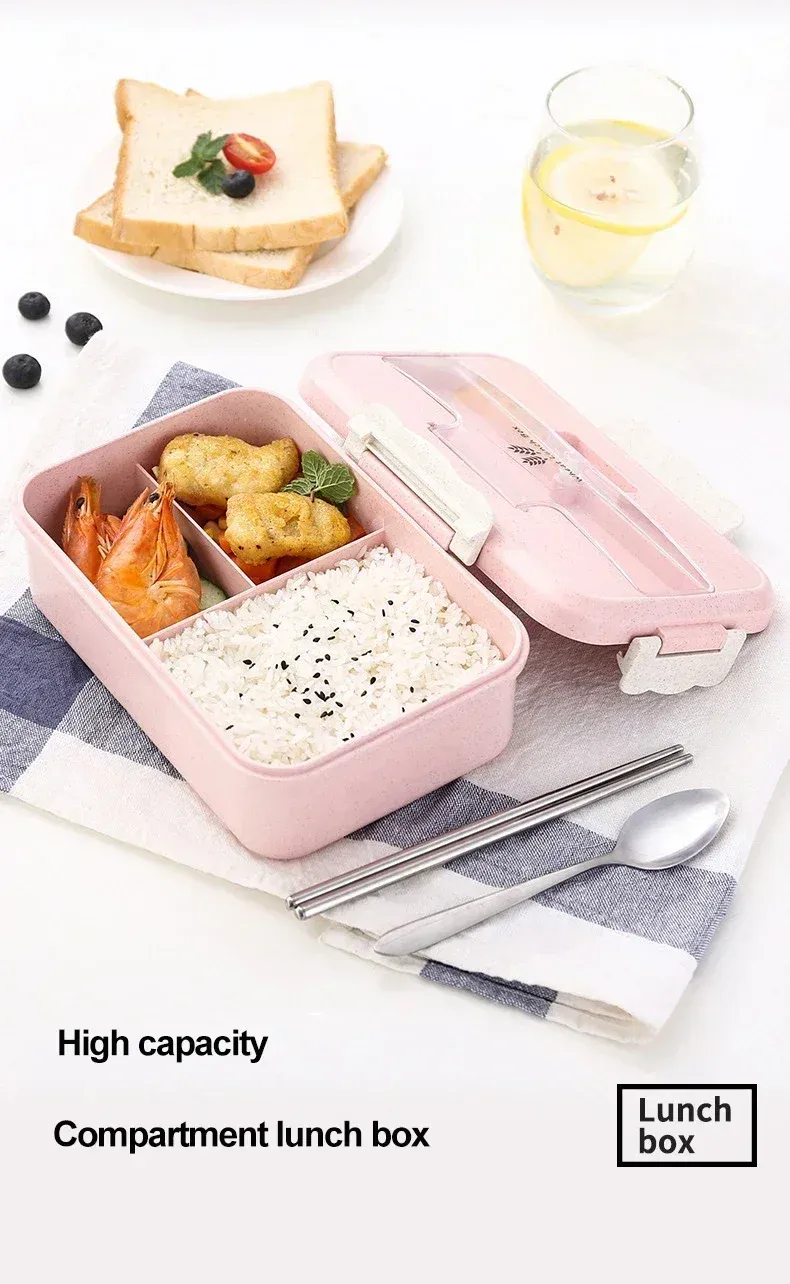 Boîte à bento en paille de blé portable pour enfants
