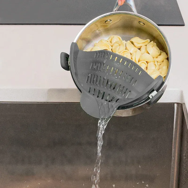 Passoire universelle en silicone à clip, anti-débordement, de qualité alimentaire, pour pâtes, fruits et légumes 6
