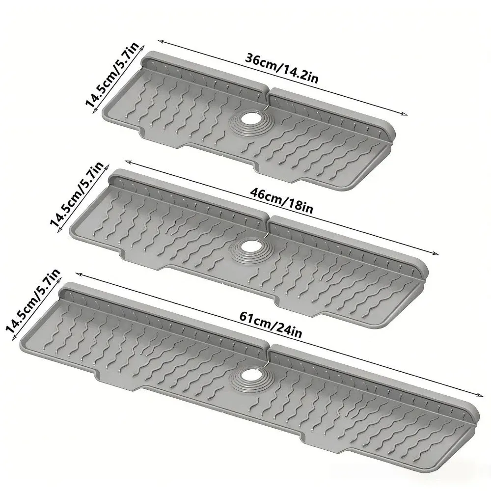 Tapis de drainage en silicone portable pour évier, longueur réglable 36/46/61 cm, protection anti-éclaboussures et support antidérapant pour cuisine et salle de bain - Image 1