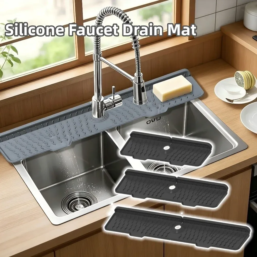 Tapis de drainage en silicone portable pour évier, longueur réglable 36/46/61 cm, protection anti-éclaboussures et support antidérapant pour cuisine et salle de bain 5