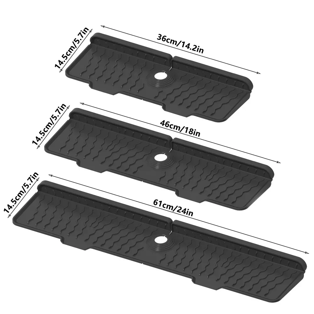 Tapis de drainage en silicone portable pour évier, longueur réglable 36/46/61 cm, protection anti-éclaboussures et support antidérapant pour cuisine et salle de bain 8