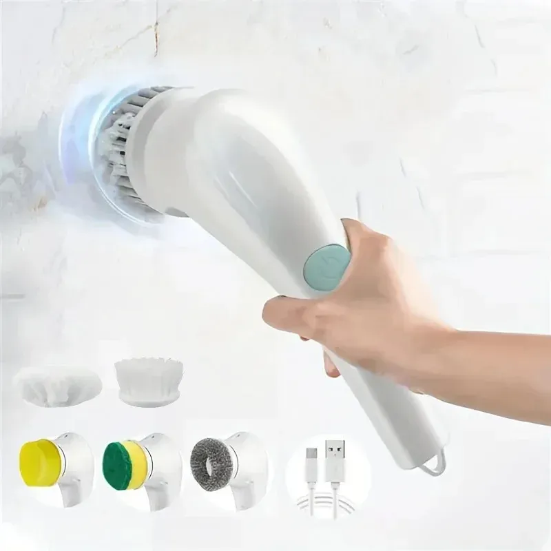 Brosse électrique multifonction 5 en 1 pour toilettes et ustensiles de cuisine
