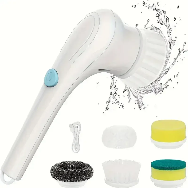 Brosse électrique multifonction 5 en 1 pour toilettes et ustensiles de cuisine 7