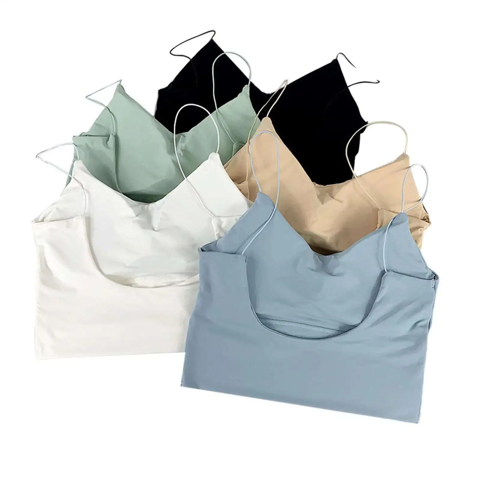 Camisole unie pour femme en soie glacée, sans couture 2