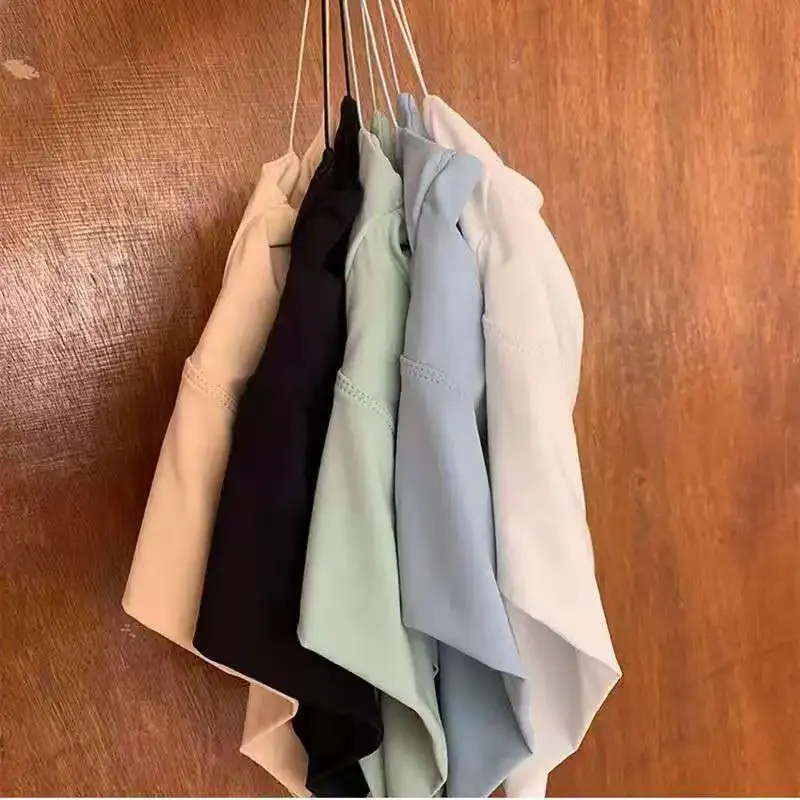 Camisole unie pour femme en soie glacée, sans couture 4