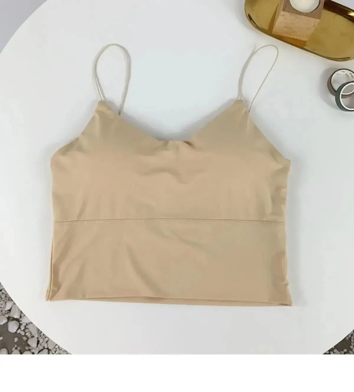 Camisole unie pour femme en soie glacée, sans couture 7