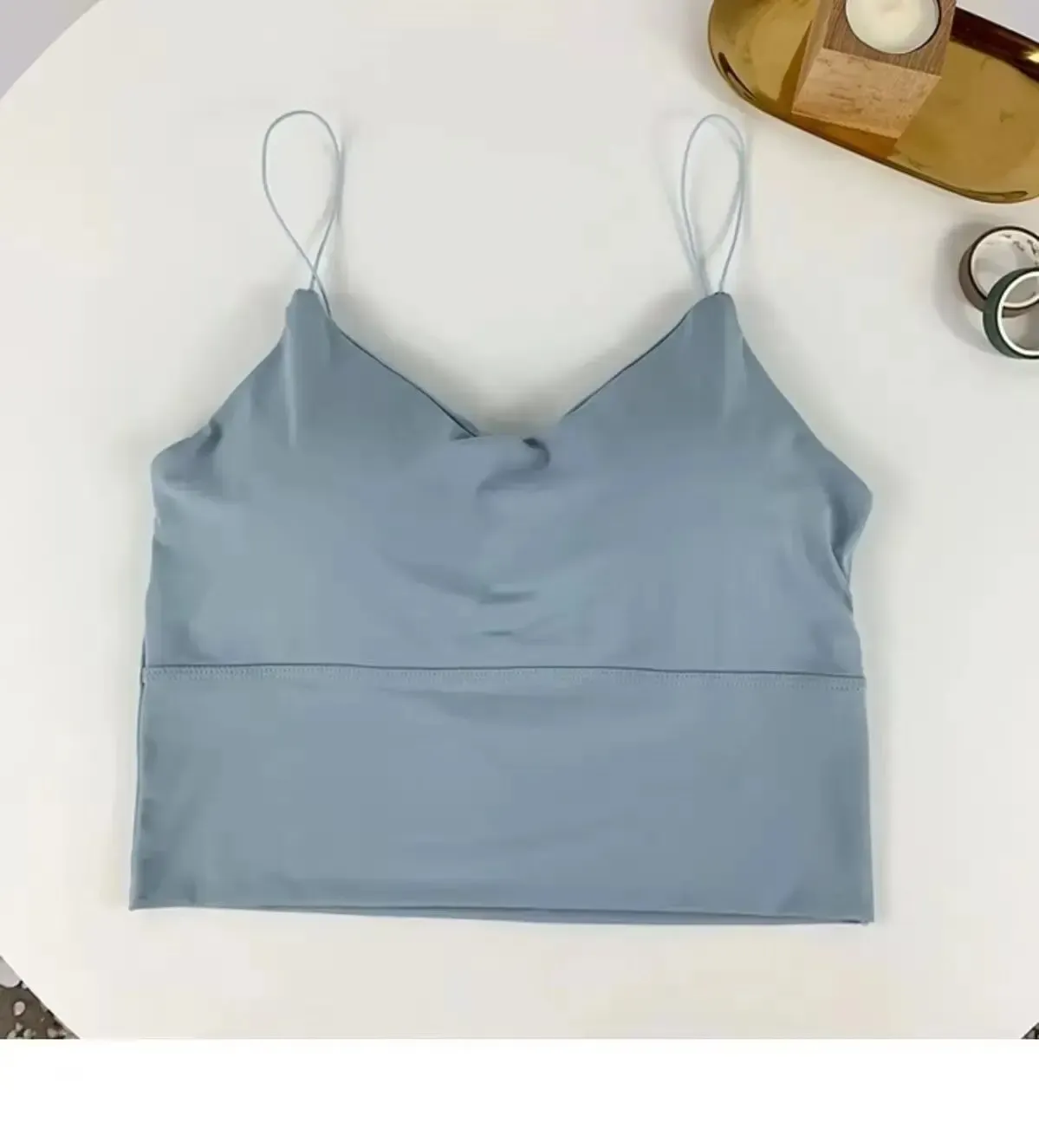 Camisole unie pour femme en soie glacée, sans couture 8