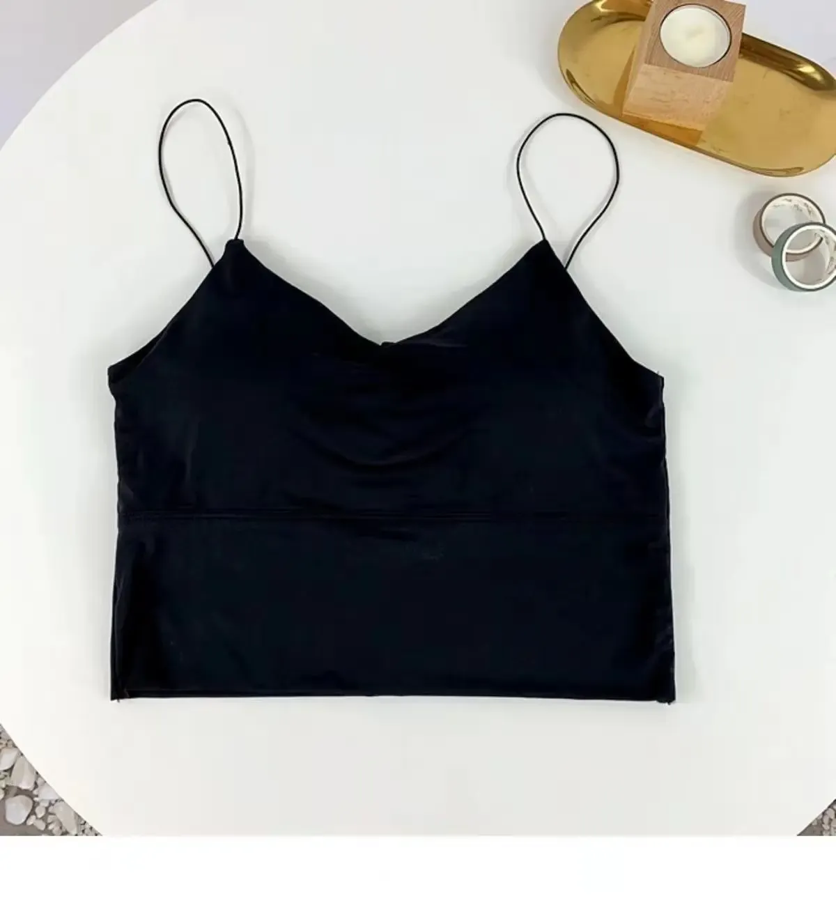 Camisole unie pour femme en soie glacée, sans couture 9