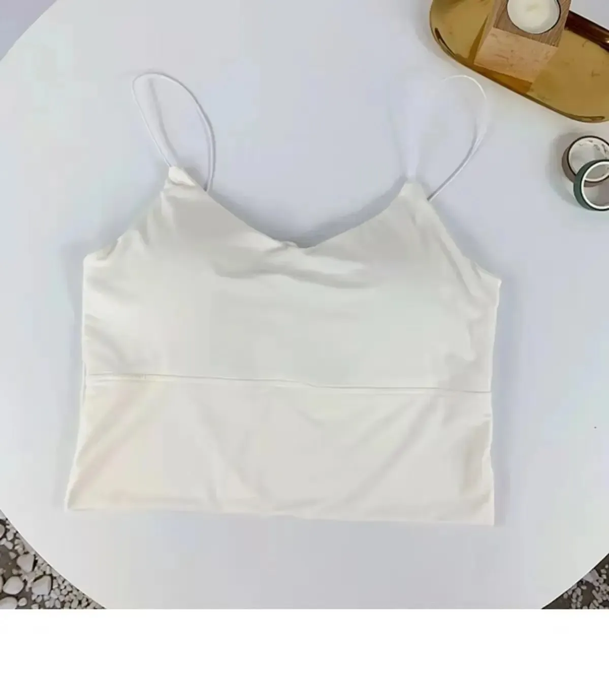Camisole unie pour femme en soie glacée, sans couture 10