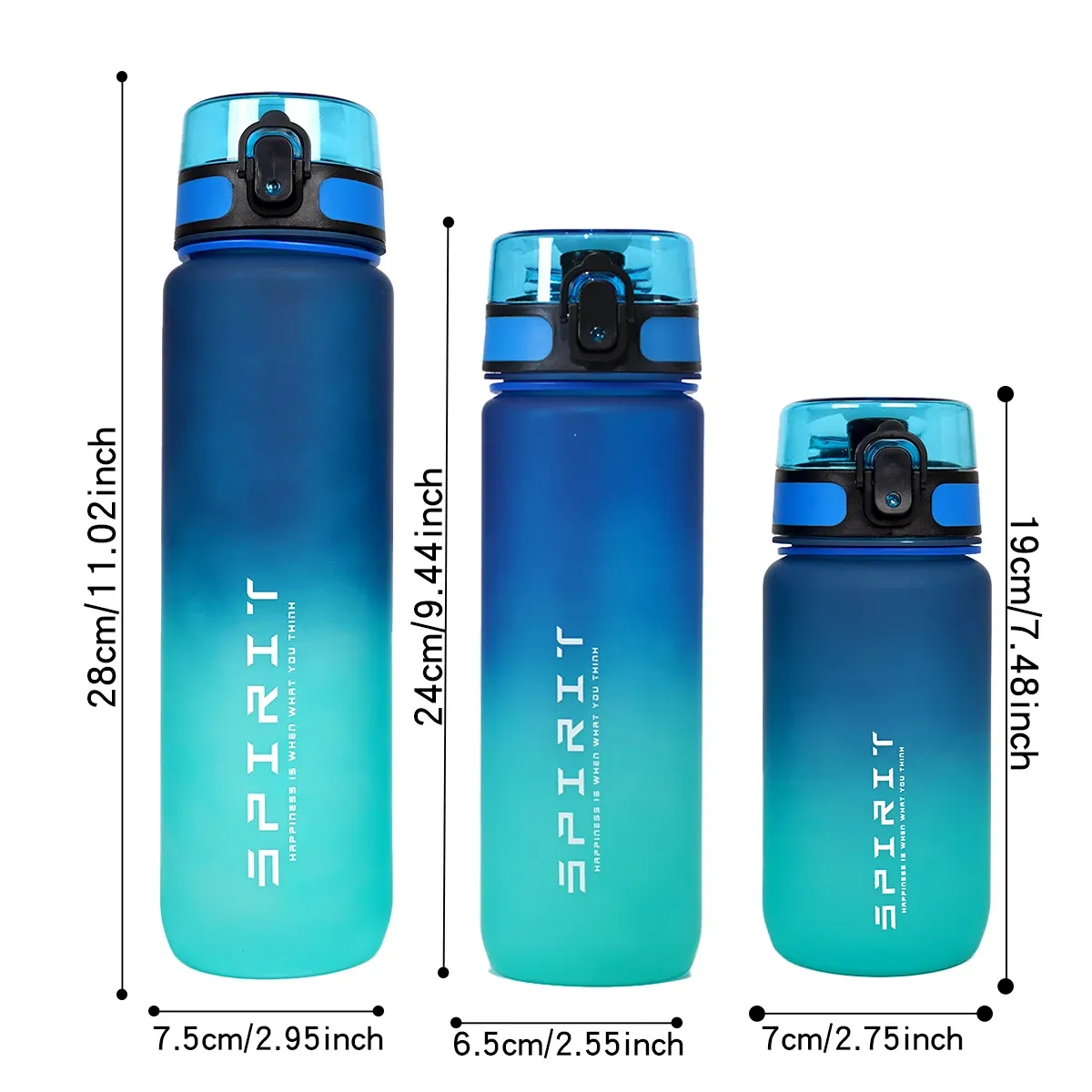Gourde dégradée – Capacité 1000 ml / 600 ml / 750 ml, idéale pour le camping en plein air, la salle de sport, un cadeau de fêtes ou d'anniversaire 2