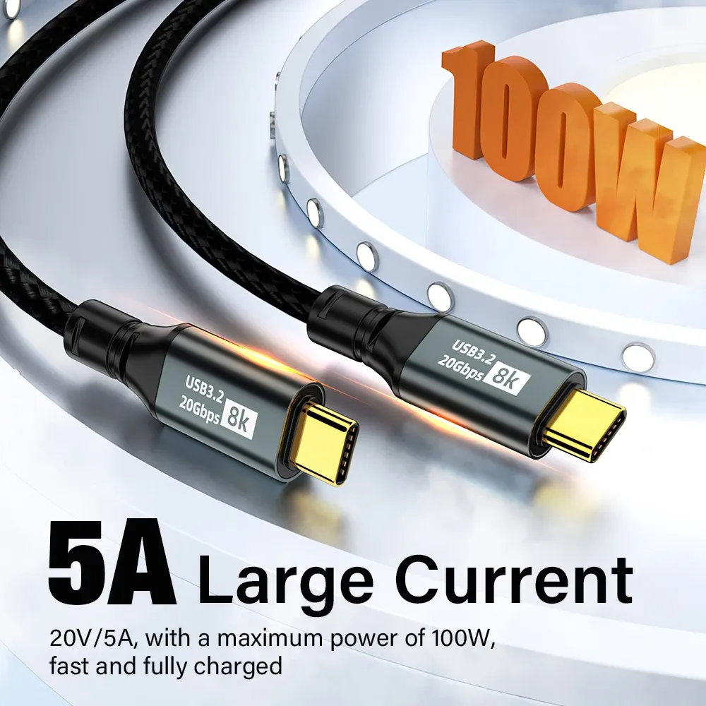 Câble USB-C vers USB-C 3.2 Gen 2 – Charge rapide PD 100 W et vidéo 8K à 60 Hz 2