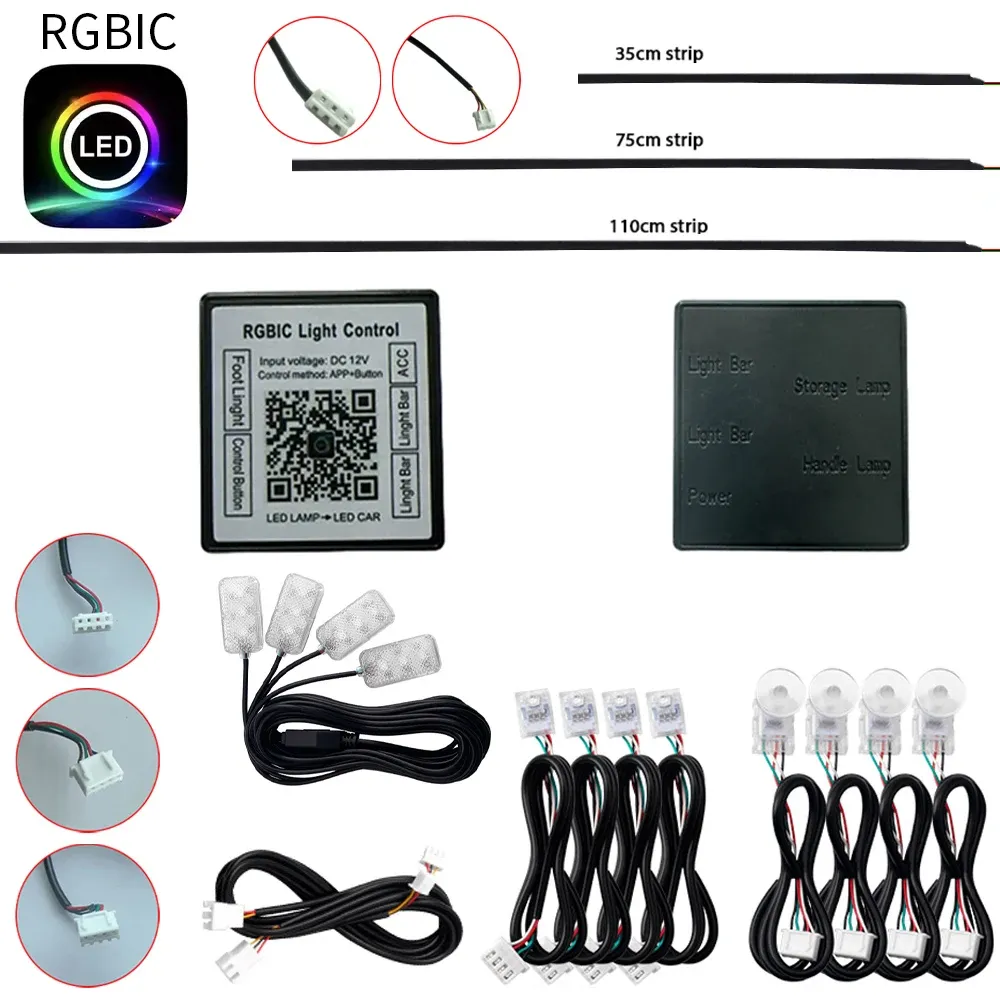 Bande LED RGBIC multicolore Symphony Streamer, éclairage d'ambiance 3 fils (RGB pour porte, rangement et éclairage au sol 4 fils)