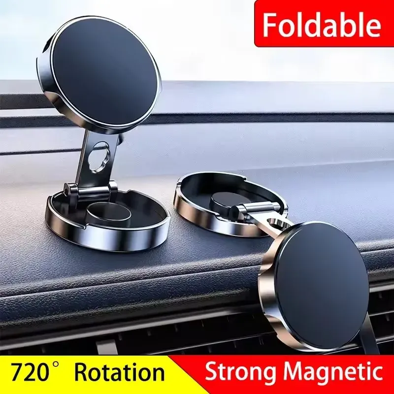 Support magnétique pliable à 720° pour téléphone portable de voiture, support universel rond