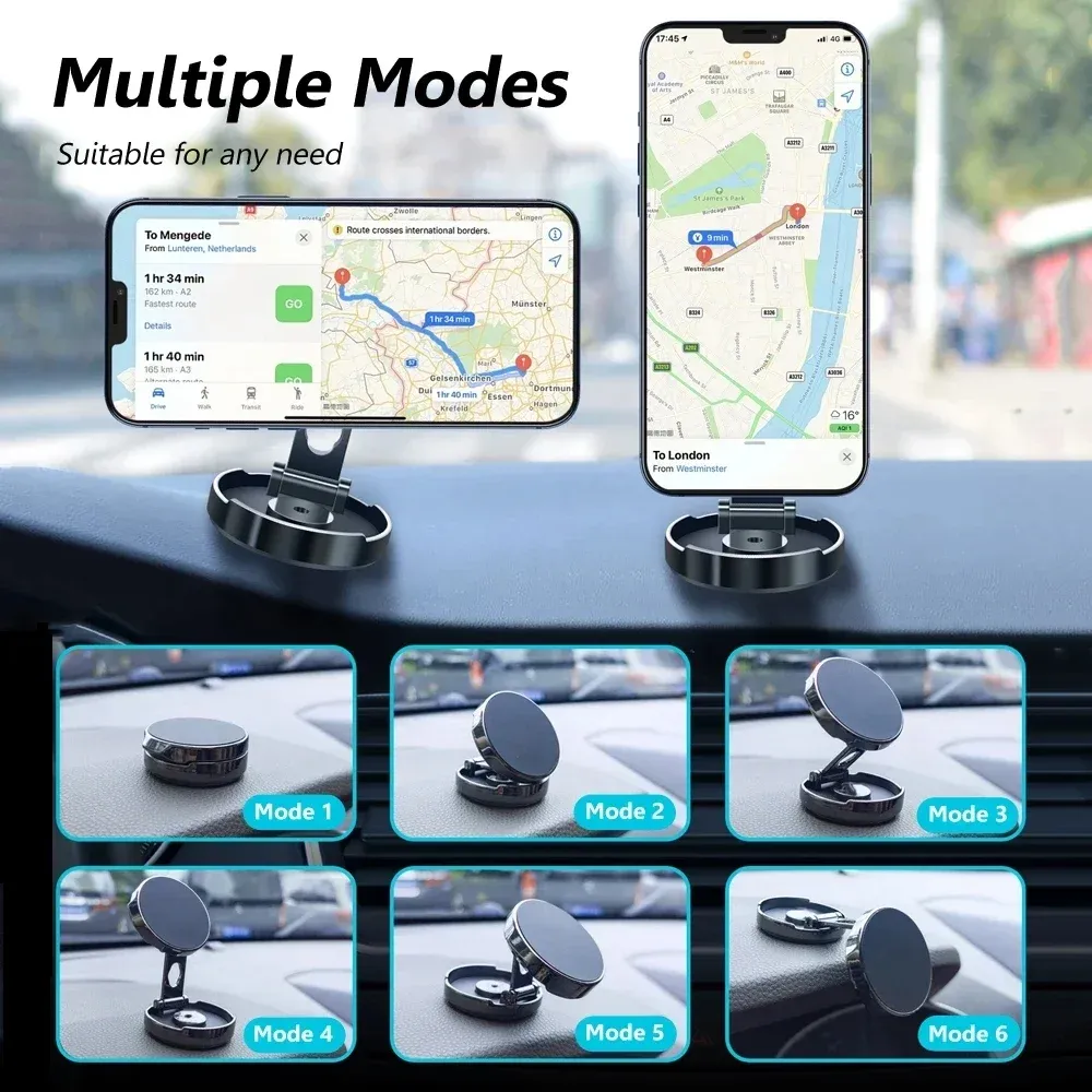 Support magnétique pliable à 720° pour téléphone portable de voiture, support universel rond 6
