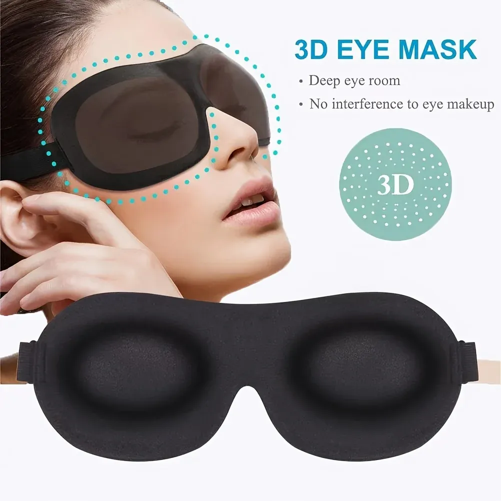 Masque de sommeil 3D profilé, occultant, en matière ultra-douce et respirante, pour le repos et les voyages 3