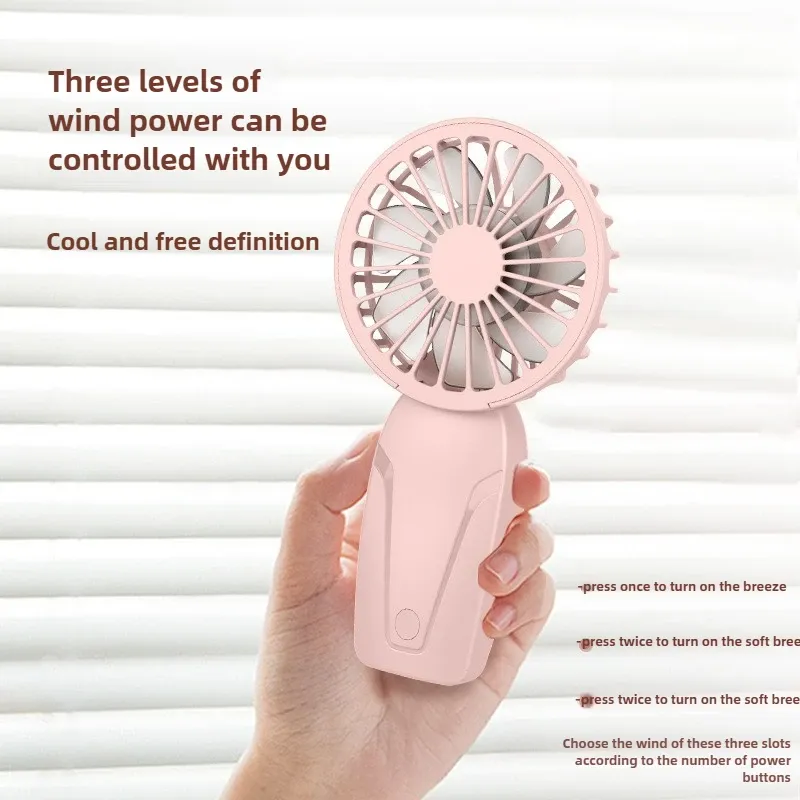 Petit ventilateur portable en ABS léger, design mignon, mini ventilateur USB rechargeable pour un rafraîchissement en déplacement, mini ventilateur de poche 3