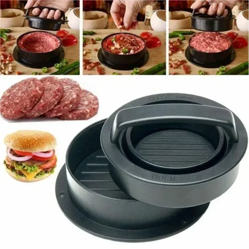 Presse à steak haché pour hamburger, ABS, forme ronde, antiadhésive, moule à galettes farcies, accessoires de cuisine pour gril - Image 1