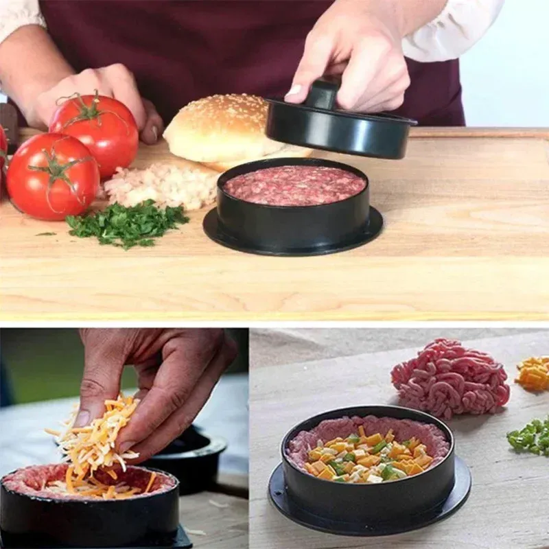 Presse à steak haché pour hamburger, ABS, forme ronde, antiadhésive, moule à galettes farcies, accessoires de cuisine pour gril 2
