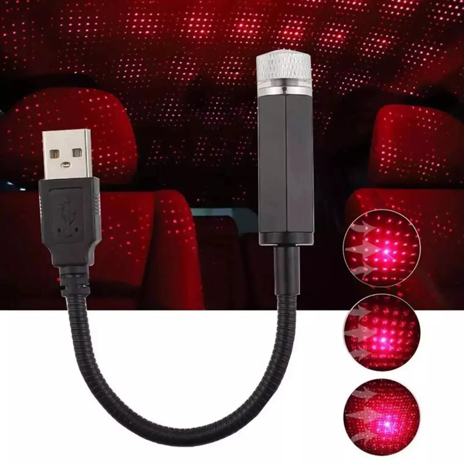 Veilleuse LED ciel étoilé romantique (lot de 2) : projecteur galaxie alimenté par USB 5V, idéal pour voiture, chambre et plafond, prêt à l'emploi 2