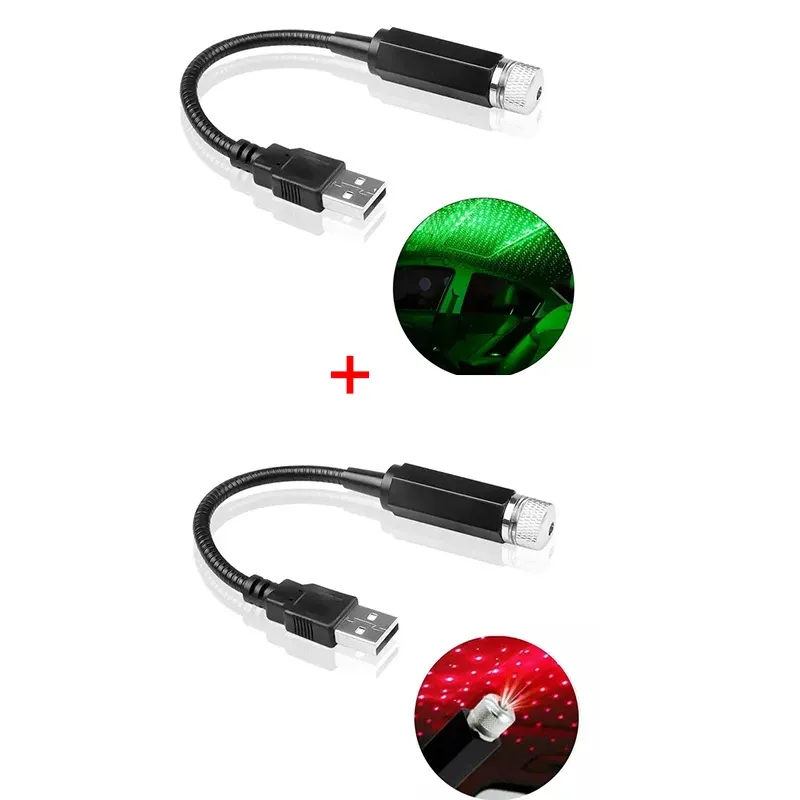 Veilleuse LED ciel étoilé romantique (lot de 2) : projecteur galaxie alimenté par USB 5V, idéal pour voiture, chambre et plafond, prêt à l'emploi 10