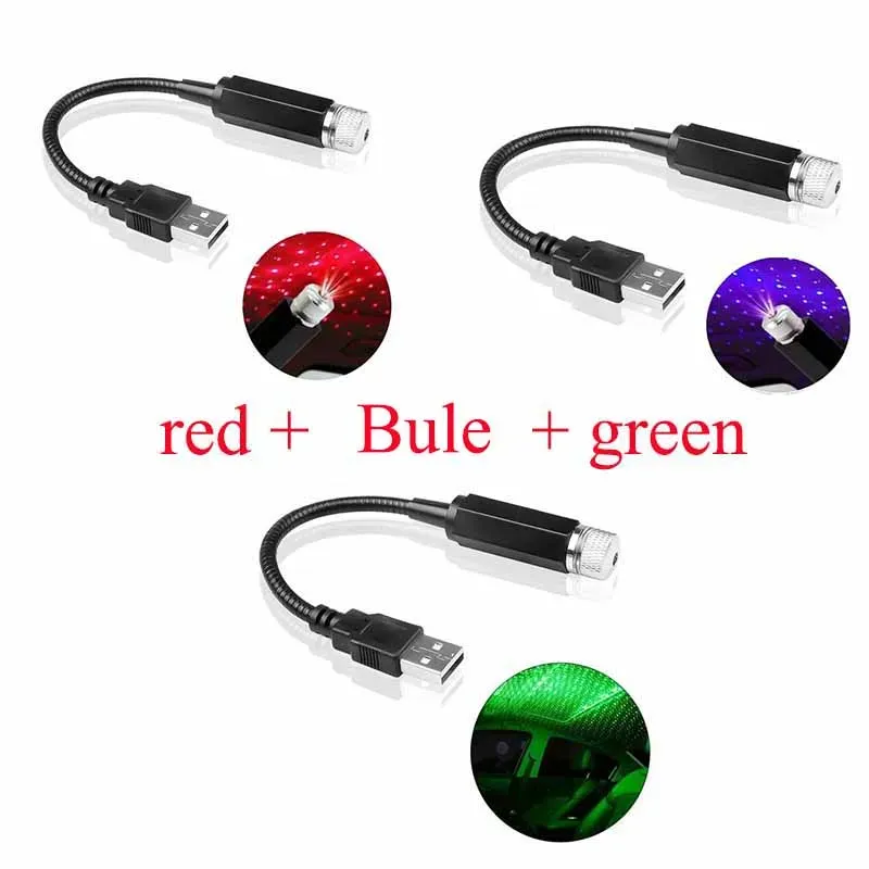 Veilleuse LED ciel étoilé romantique (lot de 2) : projecteur galaxie alimenté par USB 5V, idéal pour voiture, chambre et plafond, prêt à l'emploi 12
