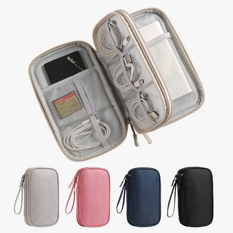 Sac de rangement double couche pour câbles de voyage, étui portable et étanche pour accessoires électroniques - Image 1