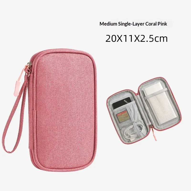 Sac de rangement double couche pour câbles de voyage, étui portable et étanche pour accessoires électroniques 13