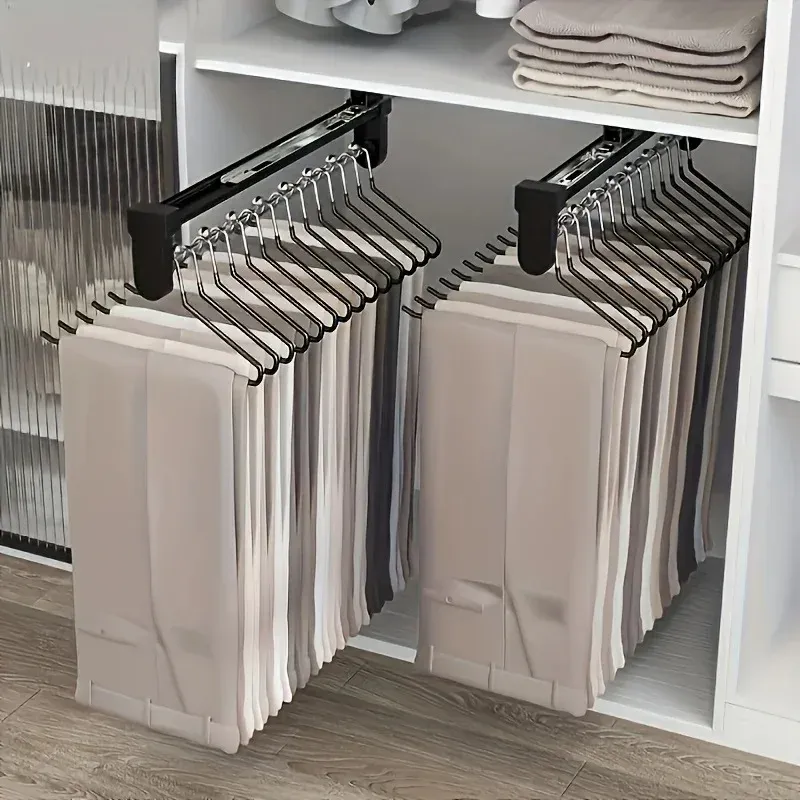 Tringle de rangement coulissante pour vêtements en métal