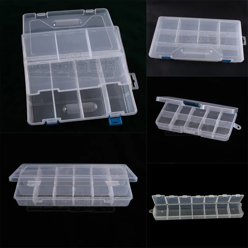 Boîte de rangement en plastique à 7 compartiments pour perles et bijoux, 3,3 × 15 cm