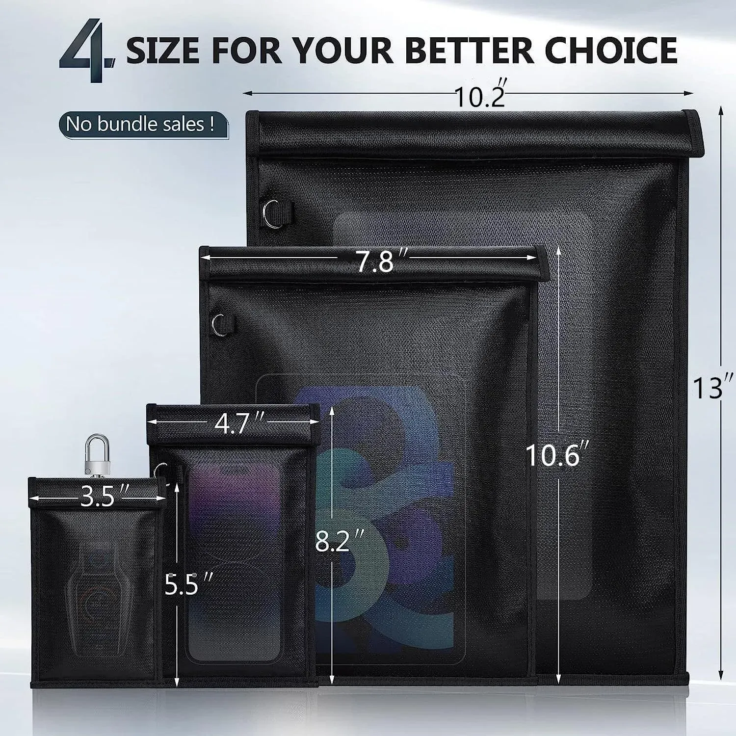 Sac bloqueur de signal pour clés de voiture, pochette RFID étanche et ignifugée, sac de Faraday pour clés de voiture, portefeuille et téléphone, protection antivol
