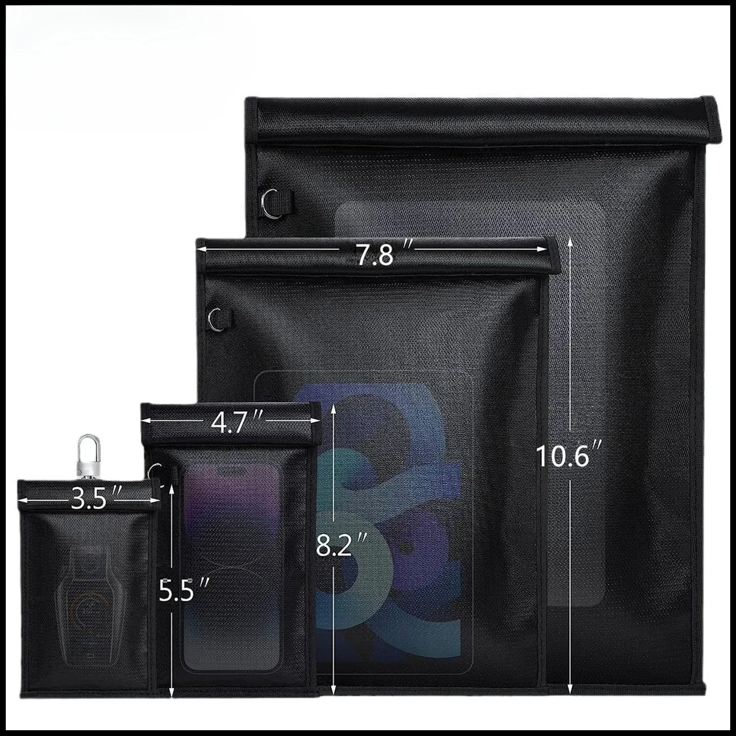 Sac bloqueur de signal pour clés de voiture, pochette RFID étanche et ignifugée, sac de Faraday pour clés de voiture, portefeuille et téléphone, protection antivol 5