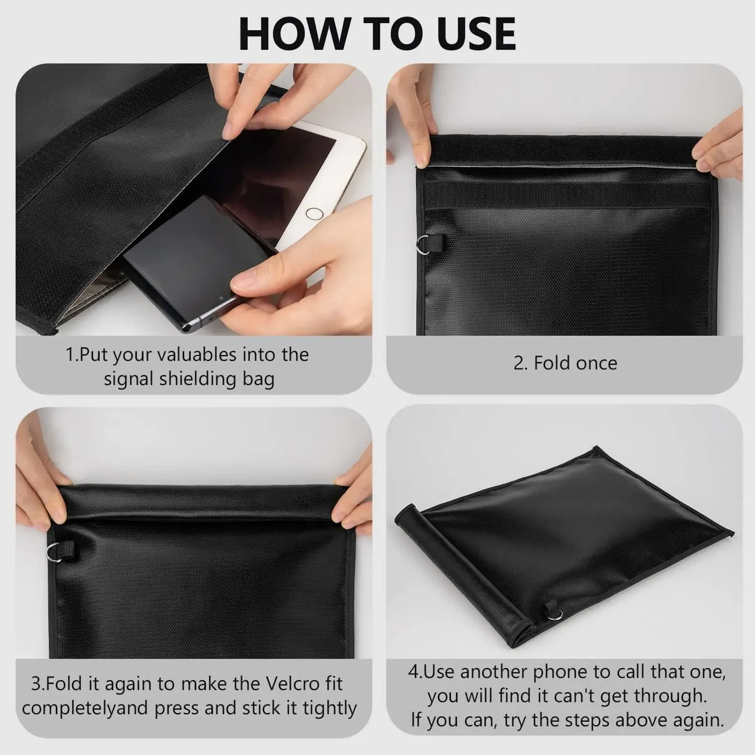 Sac bloqueur de signal pour clés de voiture, pochette RFID étanche et ignifugée, sac de Faraday pour clés de voiture, portefeuille et téléphone, protection antivol 6