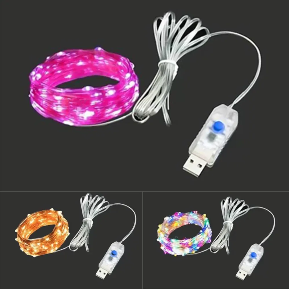 Guirlande lumineuse LED à fil argenté alimentée par USB, étanche pour extérieur 3