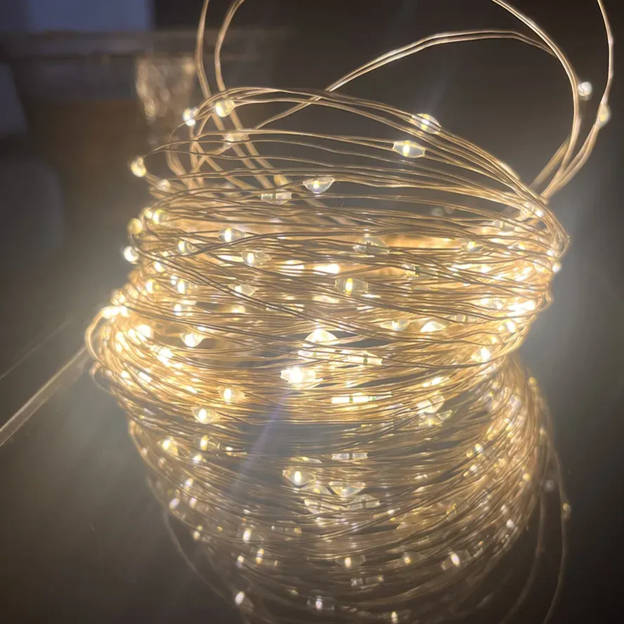 Guirlande lumineuse LED à fil argenté alimentée par USB, étanche pour extérieur 8