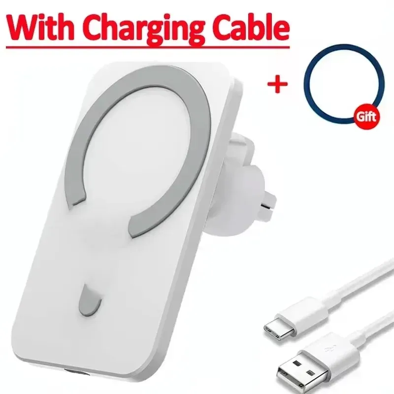 Support magnétique sans fil pour voiture à fixation sur grille d'aération, compatible iPhone 13 à 17 et Samsung Galaxy S25 et S26, avec charge rapide 11