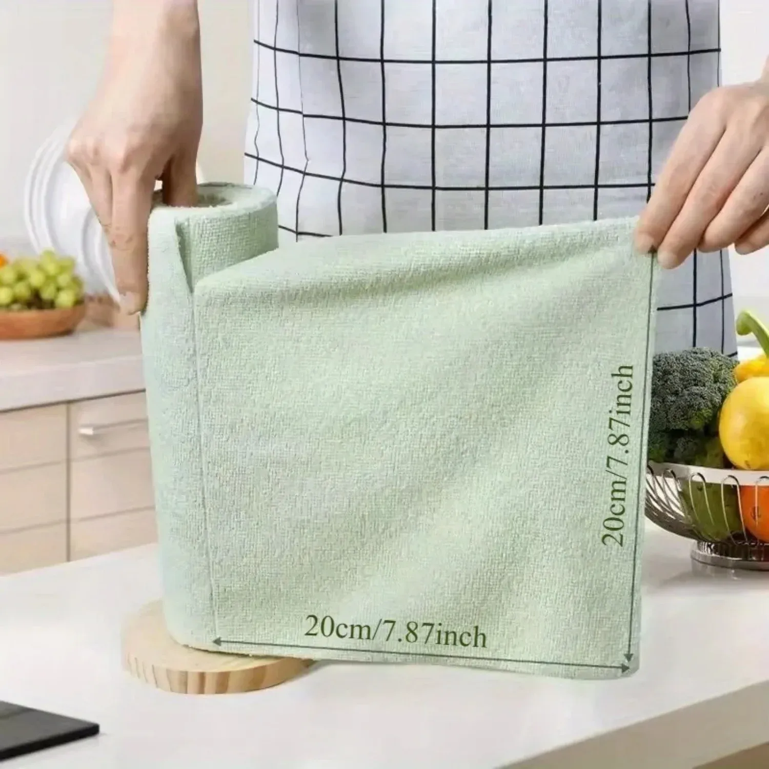 Chiffon microfibre réutilisable double face pour la vaisselle et les ustensiles de cuisine, 100/20 feuilles par rouleau 2