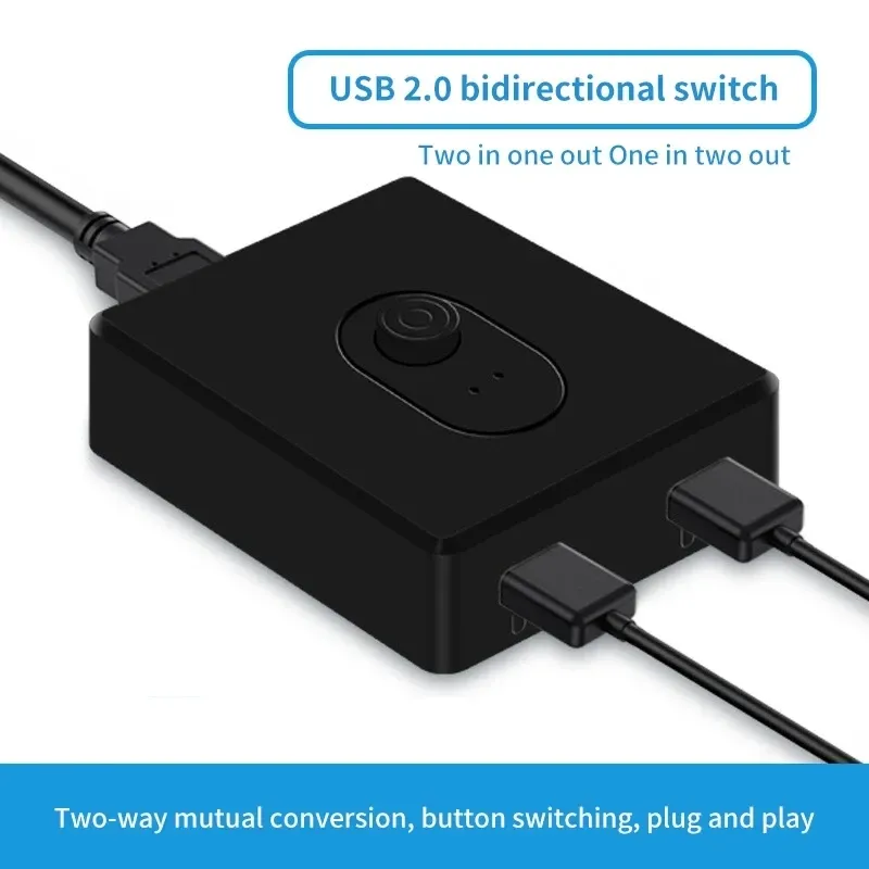 Commutateur KVM USB 3.0 1x2 / 2x1 avec hub USB 2.0 bidirectionnel pour clavier, souris et imprimante PC 5