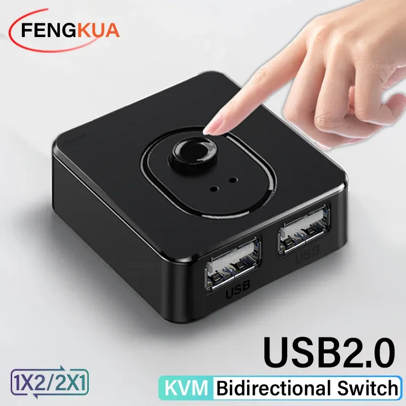 Commutateur KVM USB 3.0 1x2 / 2x1 avec hub USB 2.0 bidirectionnel pour clavier, souris et imprimante PC 8
