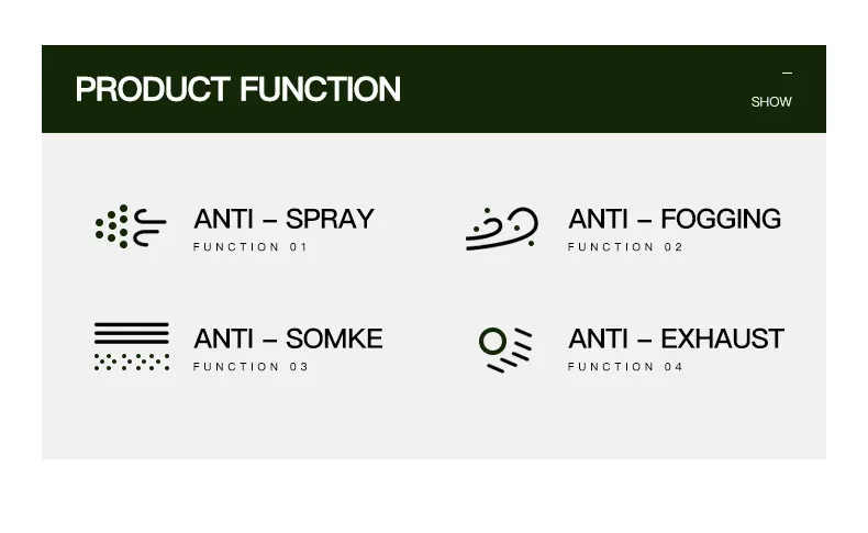 Détail du design ergonomique du masque intégral