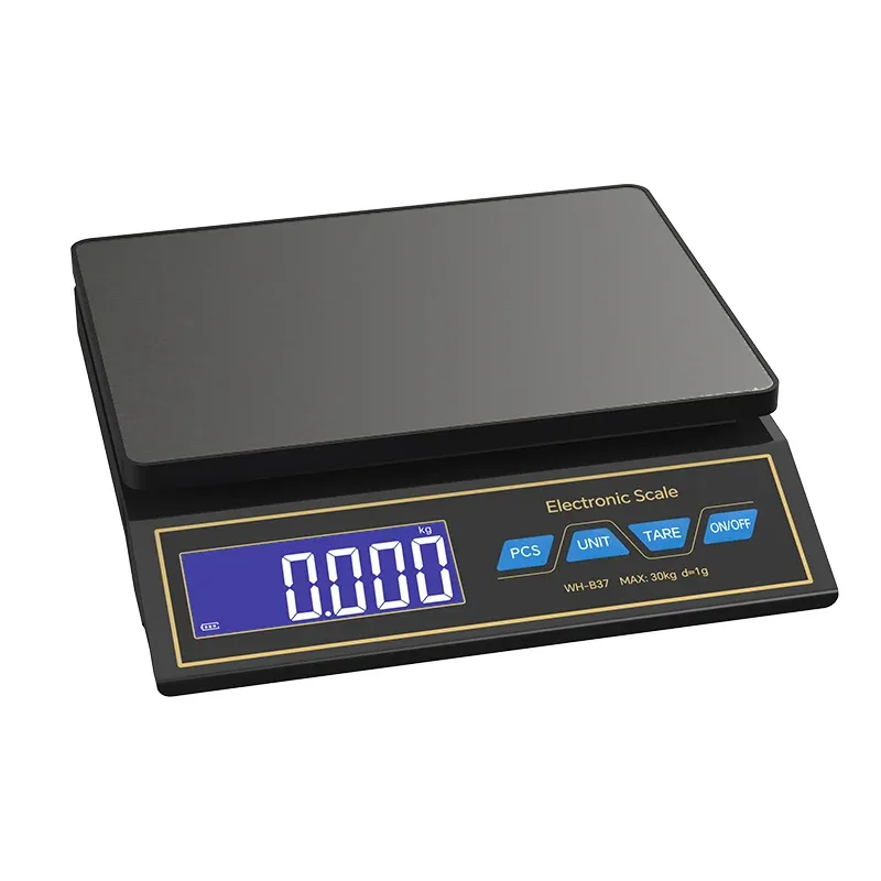 Balance de cuisine numérique LCD 30 kg / 1 g, plateau en acier inoxydable rechargeable 6