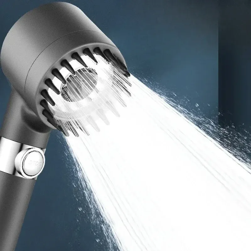 Pommeau de Douche Filtrant Haute Pression à 3 Modes Réglables avec Brosse de Massage et Jet Pluie