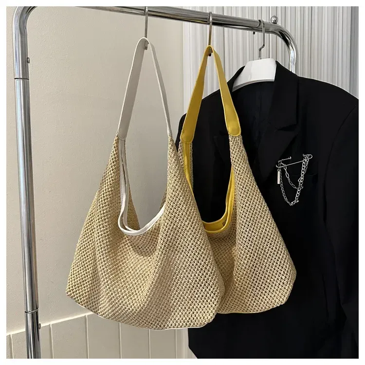 Sac de plage tissé, style décontracté