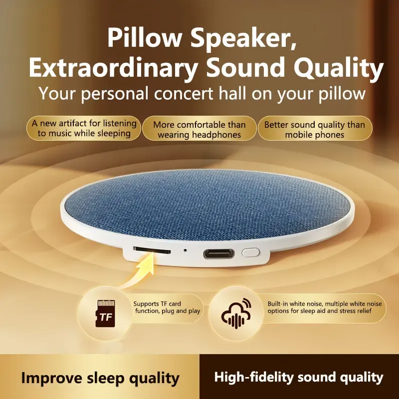 Haut-parleur sans fil pour oreiller 360° Bluetooth 5.4, son surround stéréo HiFi, aide au sommeil et audio privé 3