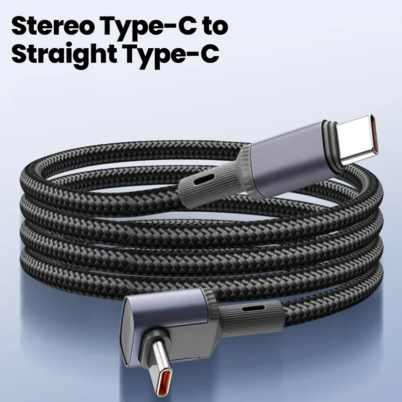 Câble de charge rapide USB-C vers USB-C coudé à 90° 240 W, disponible en 1,5 m, 3 m et 5 m, compatible iPhone 17, 16, 15 et 14 Pro Max 9