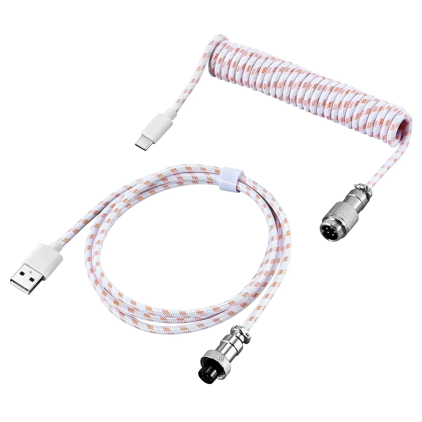 Câble de clavier spiralé USB-C vers USB-A, câble détachable pour clavier mécanique en métal aviation, gaine double pour clavier gaming 9