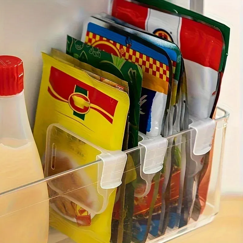 Organisateur de réfrigérateur transparent et robuste, 5, 10, 15, 20 pièces, séparateurs réglables, rangement pour réfrigérateur, armoires de cuisine, compartiments gain de place 4