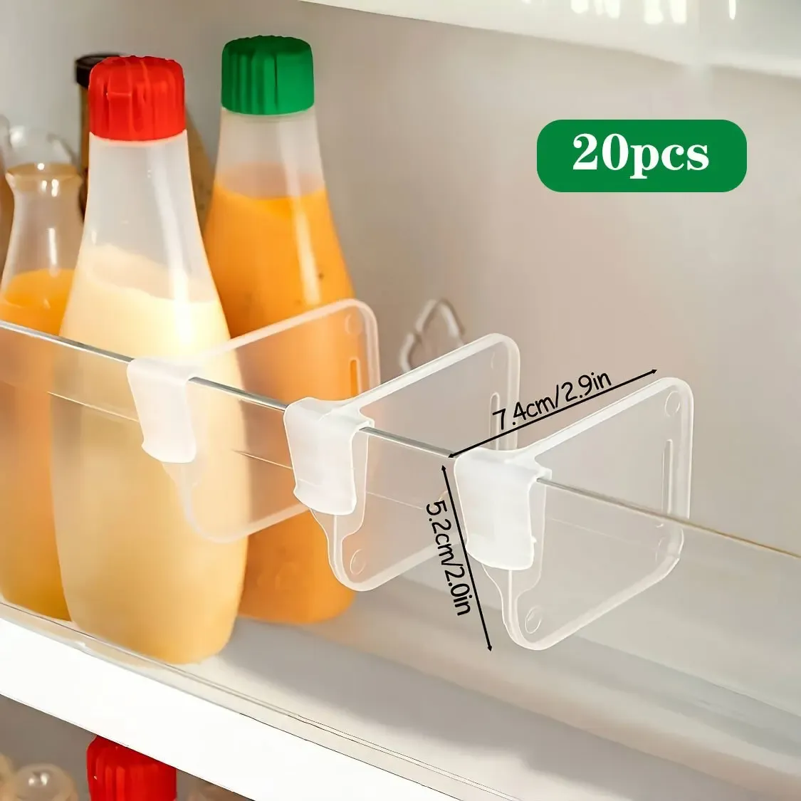 Organisateur de réfrigérateur transparent et robuste, 5, 10, 15, 20 pièces, séparateurs réglables, rangement pour réfrigérateur, armoires de cuisine, compartiments gain de place 8